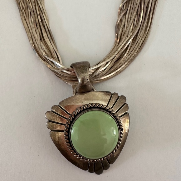 Stunning Artie Yellowhorse signed sterling silver and green turquoise jewelry